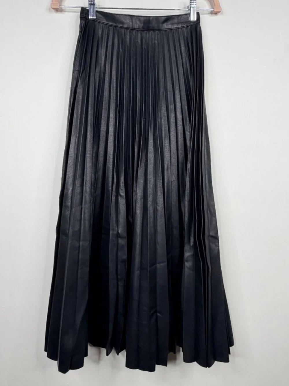 Topshop Accordion Pleat Faux Leather Midi Skirt 2 #A3963